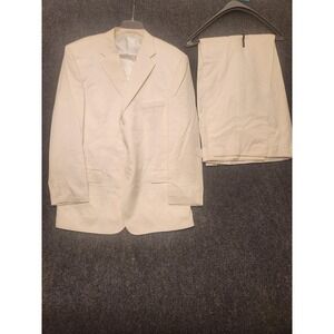 Lineage Suit Mens 48L 43W White Wool 2 Piece Wedding Formal Jacket Pants